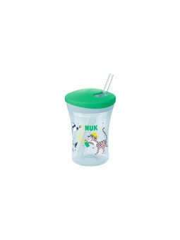 NUK ACTION CUP+PAILLE 230ML Vert / Jaune / Mauve
