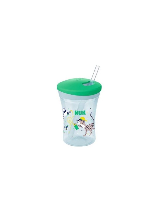 NUK ACTION CUP+PAILLE 230ML Vert / Jaune / Mauve