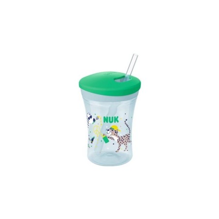 NUK ACTION CUP+PAILLE 230ML Vert / Jaune / Mauve