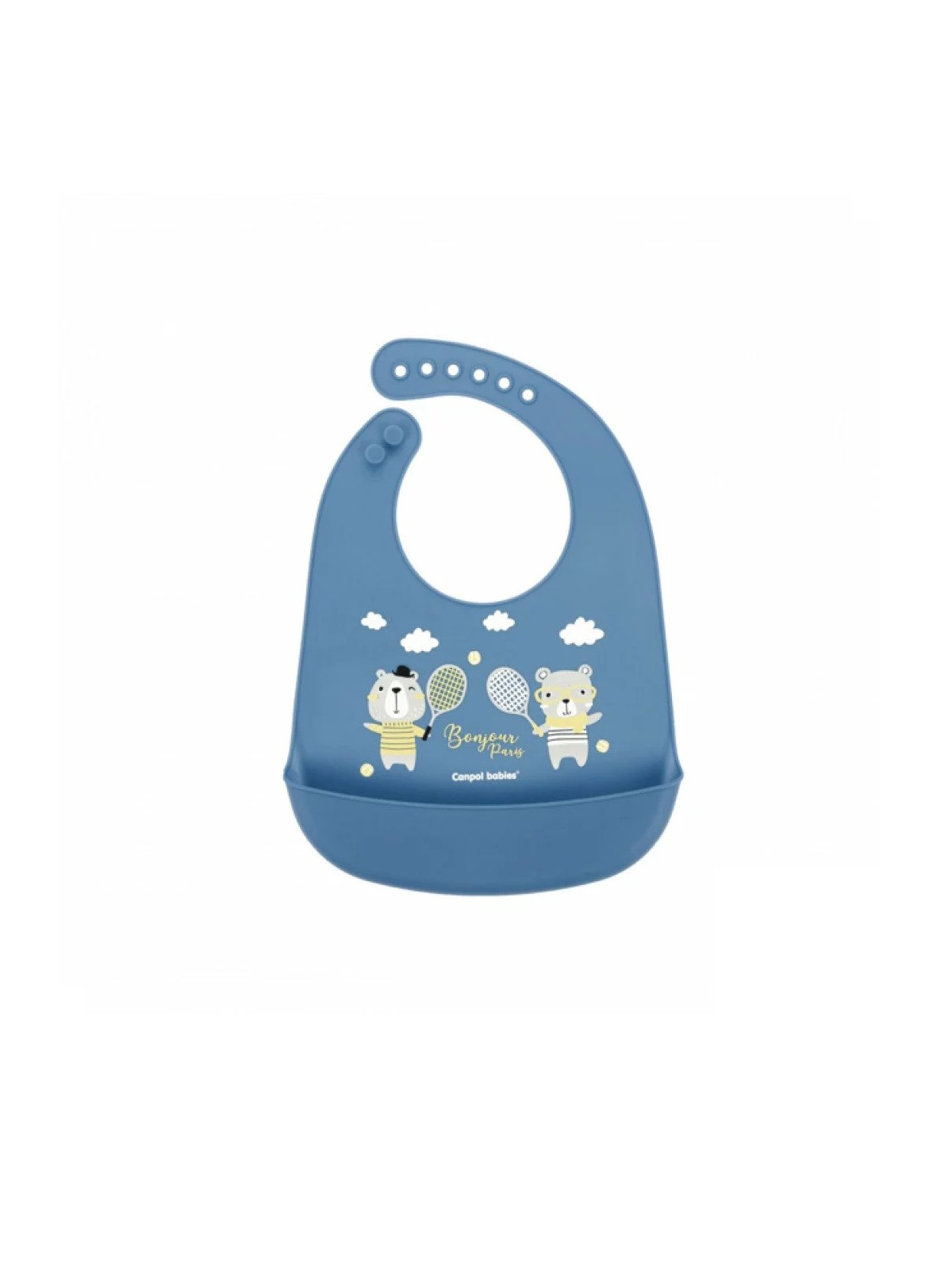 CANPOL BABIES bavoir silicone avec poche bonjour paris - bleu ref 74/027