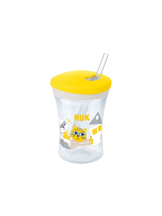 NUK ACTION CUP+PAILLE 230ML Vert / Jaune / Mauve