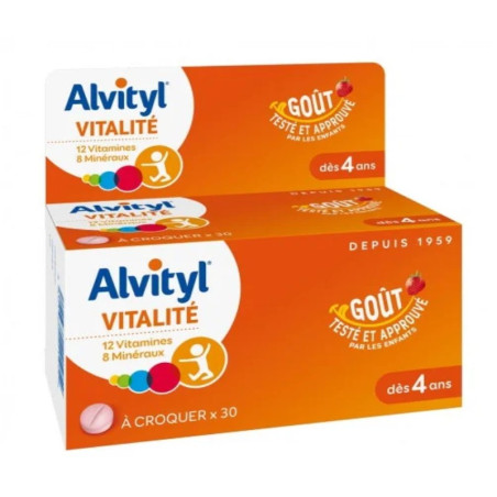 ALVITYL VITALITE A CROQUER GOUT FRAISE 30 COMPRIMES